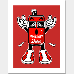 ENERGY DRINK ROCK AND ROLL CARTOON Posters and Art